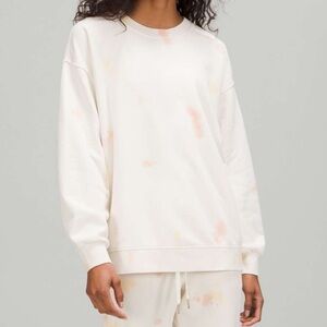 [8] 2022 Lululemon Perfectly Oversize Crew Echo Dye White Lemon Chiffon Peach